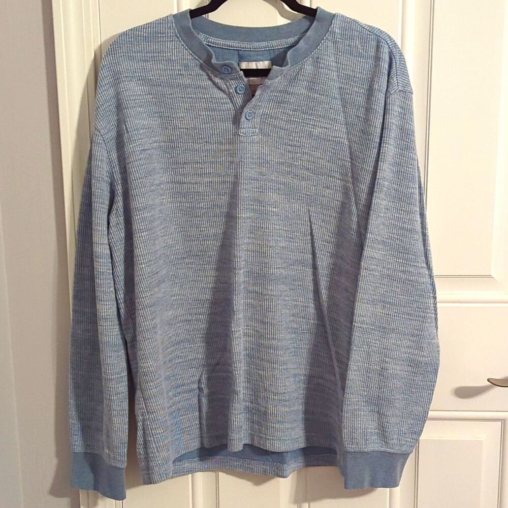 Classic, Goodfellow & Co Men’s Blue Rib-Knit Henley Pullover -  L